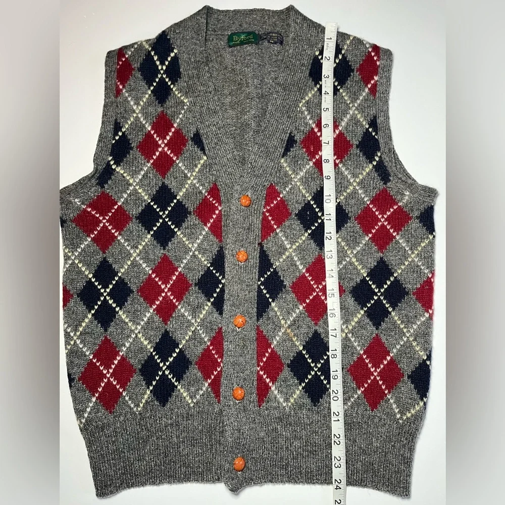 Vintage Byford Shetland Wool Arygle Vest Mens Medium Grandpacore Preppy